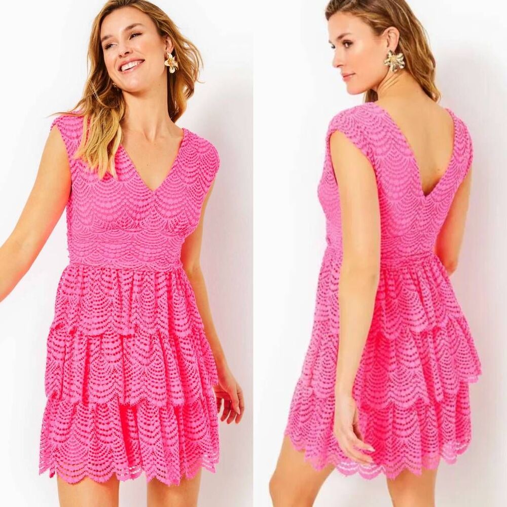 LILLY PULITZERR Faye Lace Ruffle Dress S